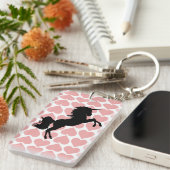 van de het patroonliefde van eenhoorn de roze sleutelhanger (Voorkant Rechts)