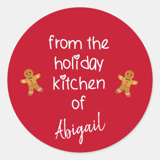 Van de Holiday Kitchen... Gingerbrood Kerstmis Ronde Sticker (Voorkant)