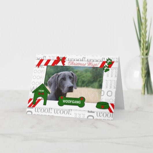 van de Hond Christmas Wags Pet's Foto Horz Holid Feestdagen Kaart (Voorkant)