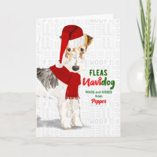 van de hond Draadharige Foxterriër Kerstmis Feestdagen Kaart
