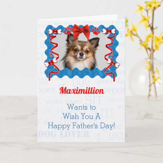 Van de hond op Vaderdag in blauw en rood Kaart (Gele Bloem)