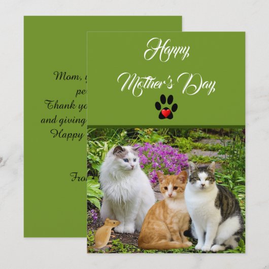 Van de kat Happy Moederdag Flat Kaart (Voorkant / Achterkant)
