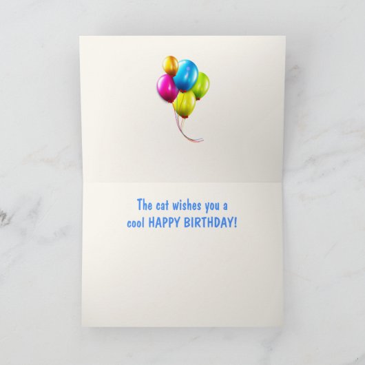 'Van de kat' - kool hipster Birthday Kaart (Binnen)