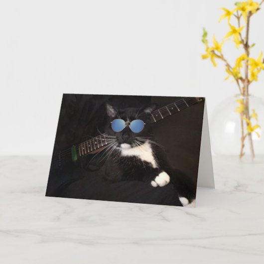 'Van de kat' - kool hipster Birthday Kaart (Gele Bloem)