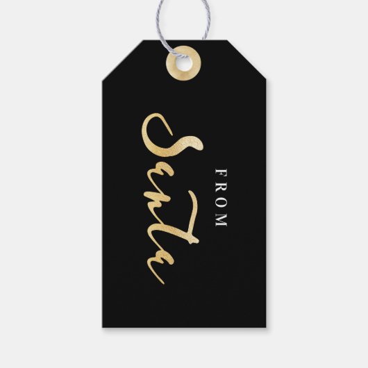 Van de kerstman | Elegant Classy Zwart & Goud Kers Cadeaulabel (Voorkant)