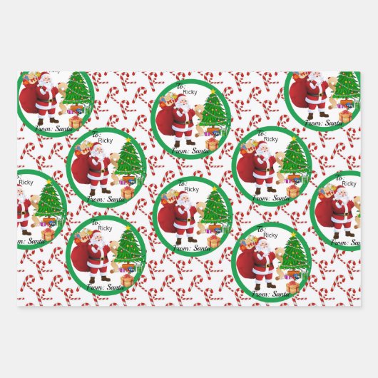 Van de kerstman in het rood en het groen kerstKind Inpakpapier Vel (Voorkant 3)