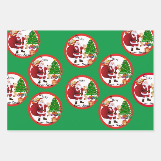 Van de kerstman in het rood en het groen kerstKind Inpakpapier Vel (Voorkant 2)