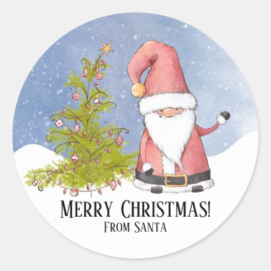 Van de Kerstman Ronde Sticker (Voorkant)