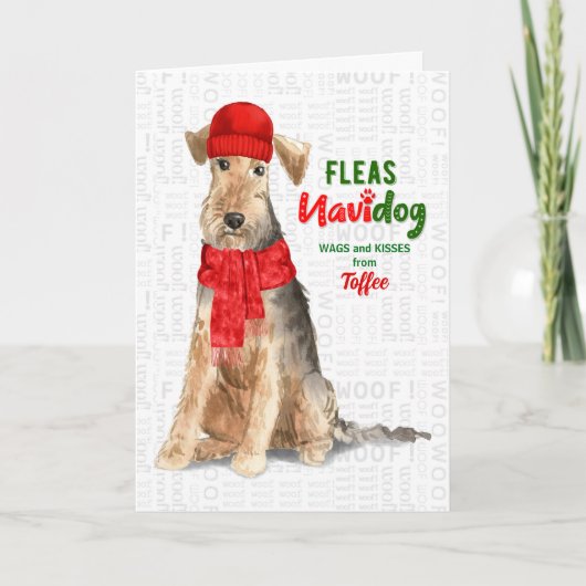 van de Kerstman van de Dog Cute Welsh Terrier Feestdagen Kaart (Voorkant)
