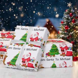 Van de Kerstman voeg de naam Elf Reindeer van het  Cadeaupapier