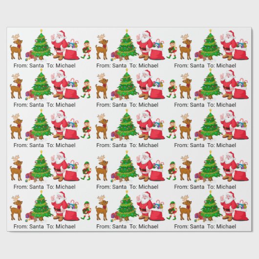 Van de Kerstman voeg de naam Elf Reindeer van het  Cadeaupapier (Vlak)