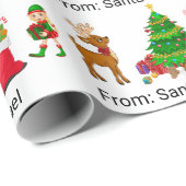 Van de Kerstman voeg de naam Elf Reindeer van het  Cadeaupapier (Rol Hoek)