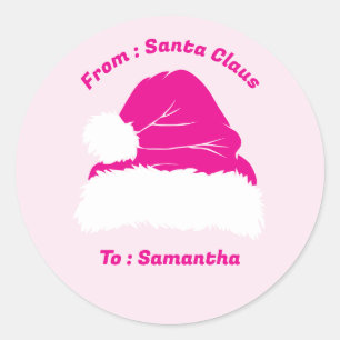 Van de Kerstman zachte roze Kerstcadeau Ronde Sticker