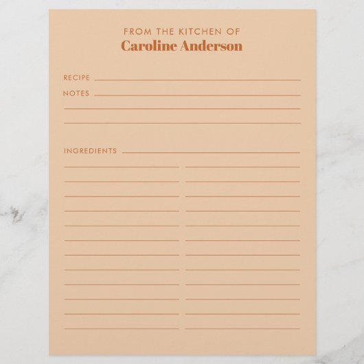 Van de Keuken Modern Tan Brown Recipe Custom Flyer (Voorkant)