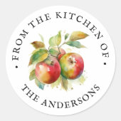 Van de keuken van | Apple Waterverf Ronde Sticker (Voorkant)