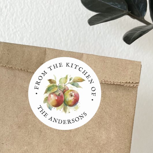 Van de keuken van | Apple Waterverf Ronde Sticker