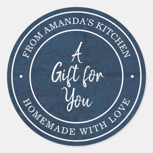 Van de Keuken van Blauw Ronde Sticker (Voorkant)