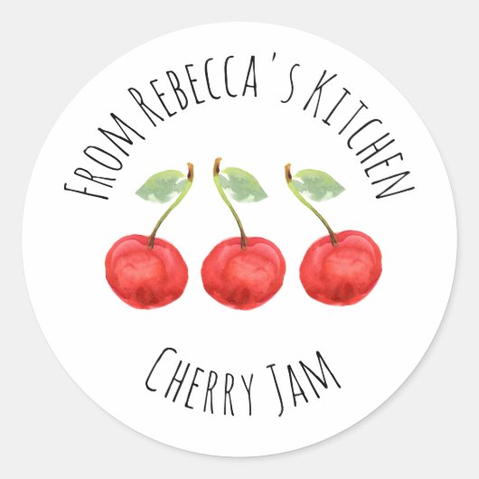Van de Keuken van Cherry Jam Klassieke Ronde Ronde Sticker (Voorkant)