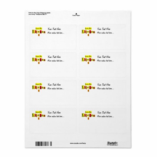 Van de Keuken van de Aangepaste Verzendetiketten v Etiket (Full Sheet)