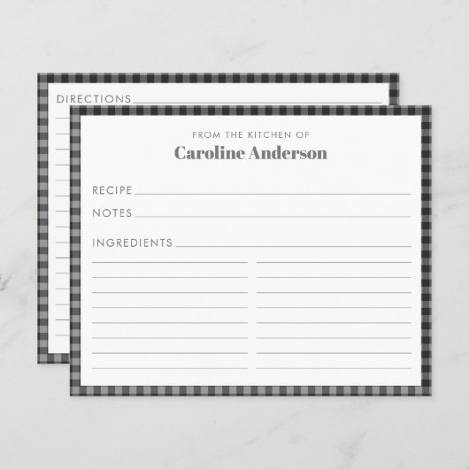 Van de keuken van de naam zwarte geplakte Kaart (Voorkant / Achterkant)