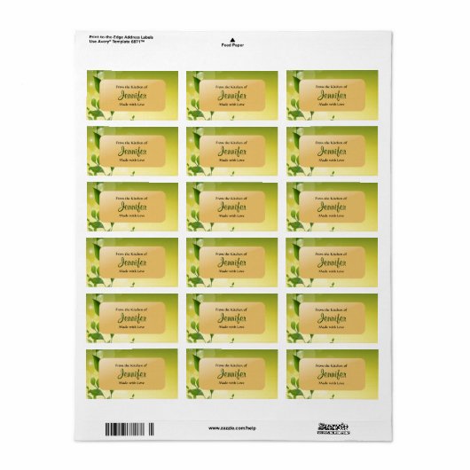 Van de keuken van - de Sjabloon van het Etiket (Full Sheet)