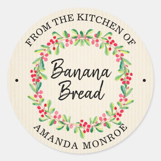 Van de keuken van Floral Wreath Ronde Sticker (Voorkant)