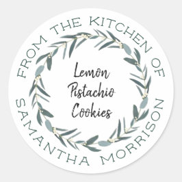 Van de keuken van | Modern Eucalyptus Wreath Ronde Sticker