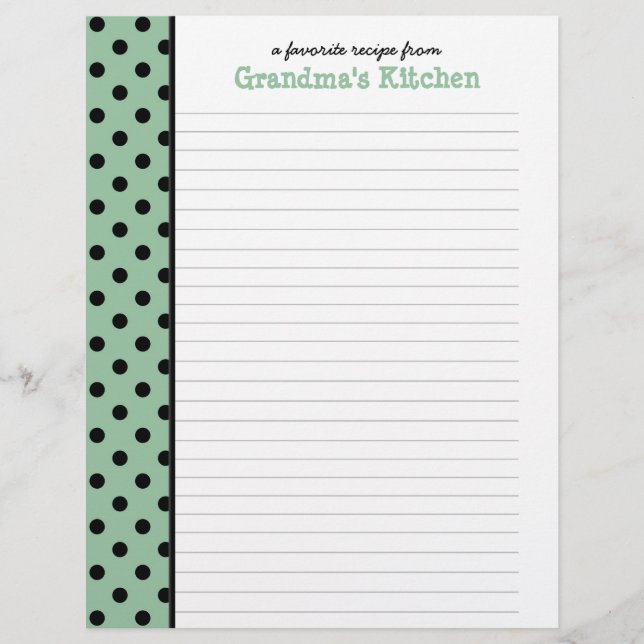 Van de Keuken van Nana Polka Dot Recipe Page (Voorkant)