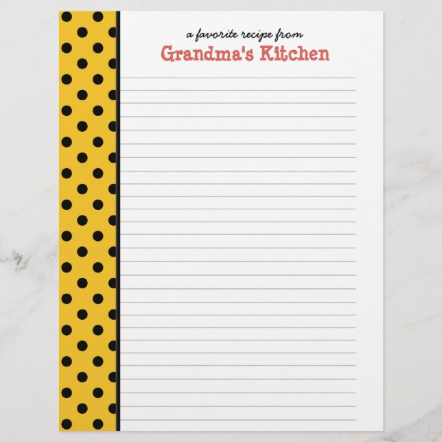 Van de Keuken van Nana Polka Dot Recipe Page (Voorkant)