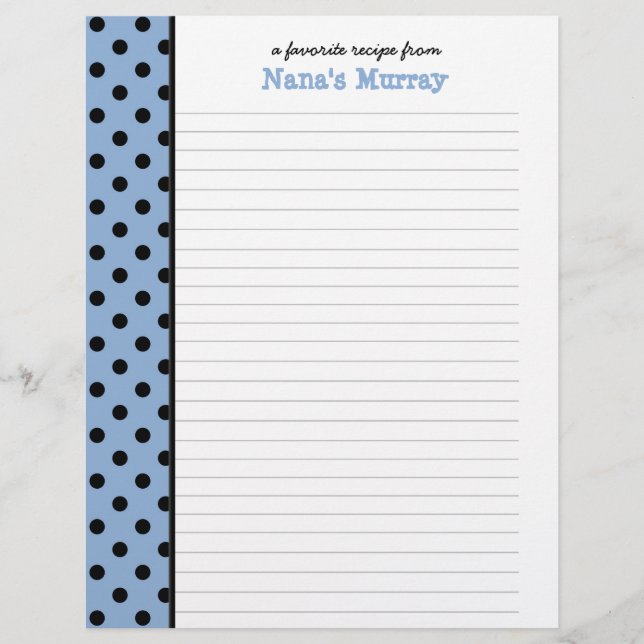 Van de Keuken van Nana Polka Dot Recipe Page (Voorkant)