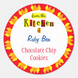 Van de keuken van Retro Starburst Editable Ronde Sticker