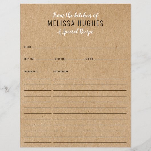 Van de keuken van Rustic Kraft Receptkaart (Voorkant)