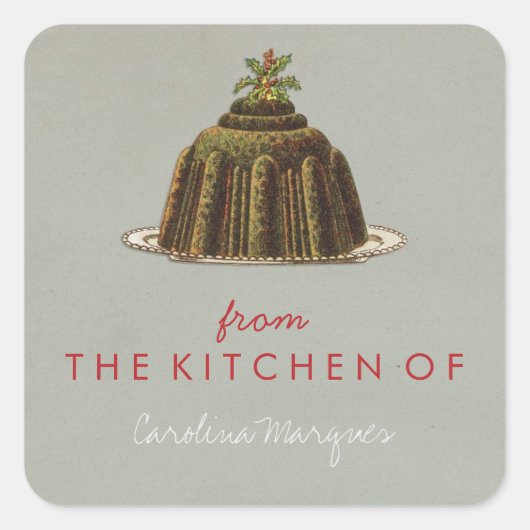 Van de Keuken van Vintage-kerstpudding Vierkante Sticker (Voorkant)
