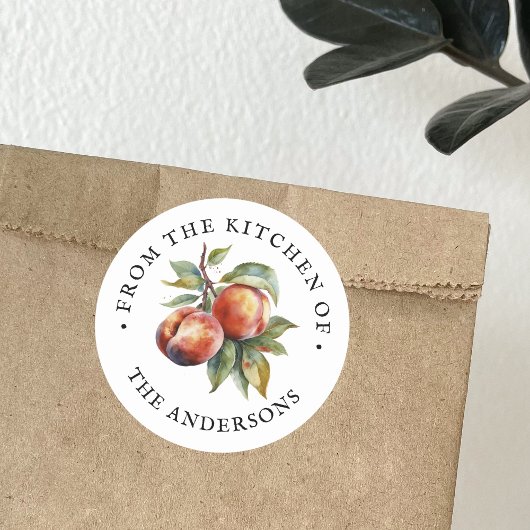 Van de keuken van | Waterverf fruitperziken Ronde Sticker