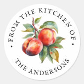 Van de keuken van | Waterverf fruitperziken Ronde Sticker (Voorkant)