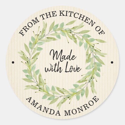 Van de keuken van Wreath Ronde Sticker (Voorkant)