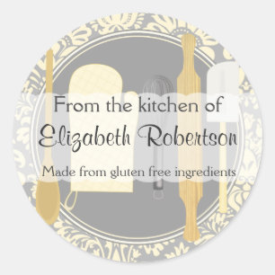 Van de Keukengele Damask Ronde Sticker