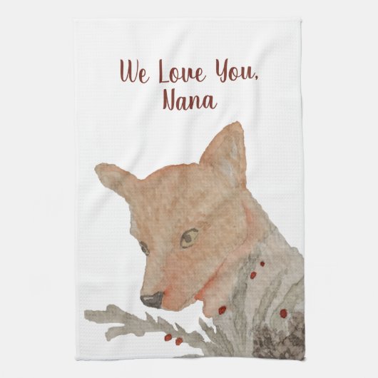 Van de Kinder grootmoeder kerstaxfox Theedoek (Verticaal)