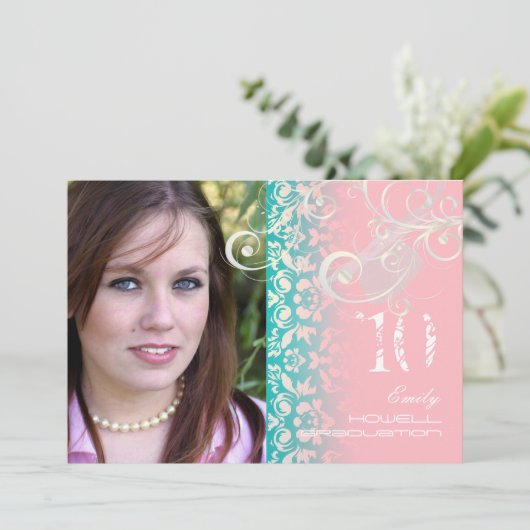  van de klasse/Grunge/Swirls/Damascus/Afstuderen Kaart (Staand voorkant)