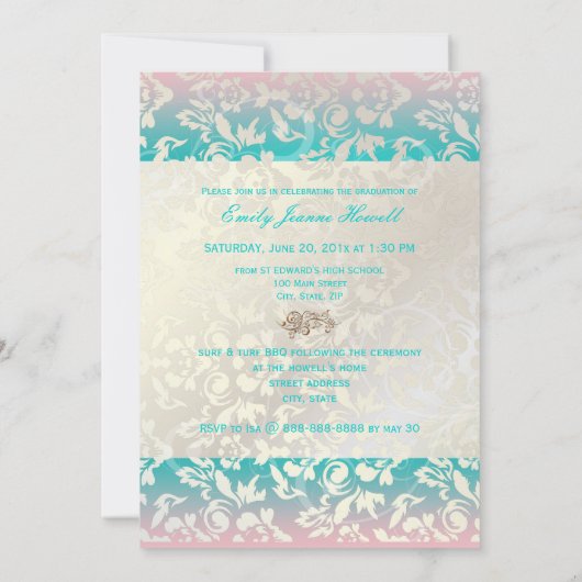  van de klasse/Grunge/Swirls/Damascus/Afstuderen Kaart (Achterkant)