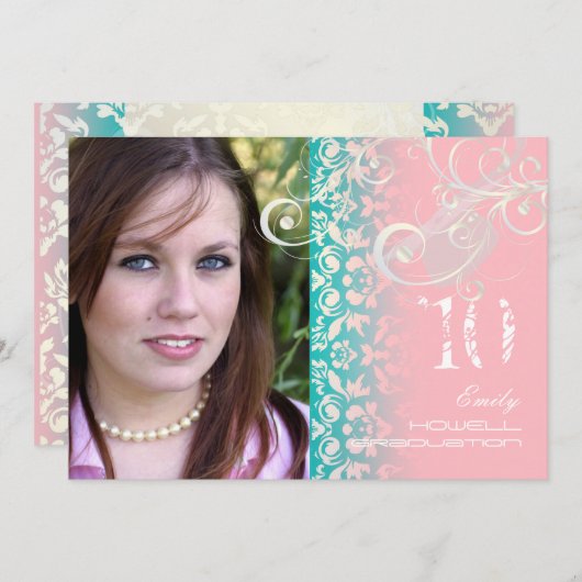  van de klasse/Grunge/Swirls/Damascus/Afstuderen Kaart (Voorkant / Achterkant)