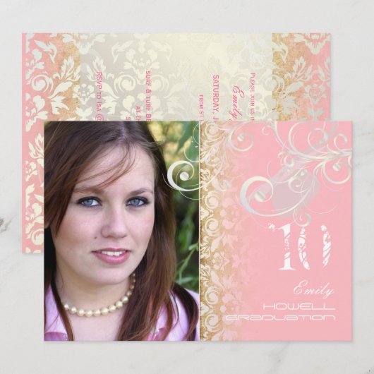 van de klasse/Grunge/Swirls/Damascus/Afstuderen Kaart (Voorkant / Achterkant)