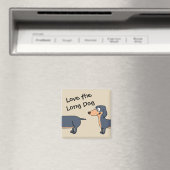Van de lange hond - Dachshund 2-inch Square Magnet (Insitu (Vaatwasser))