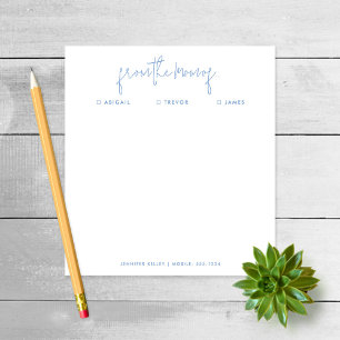 "Van de mam van" Nota aan School, Blauw Notitieblo Notitieblok