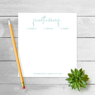 "Van de mam van" Nota aan School, Blauwgroen Notit Notitieblok