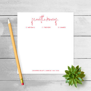 "Van de mam van" Nota aan School, Rood Notitieblok