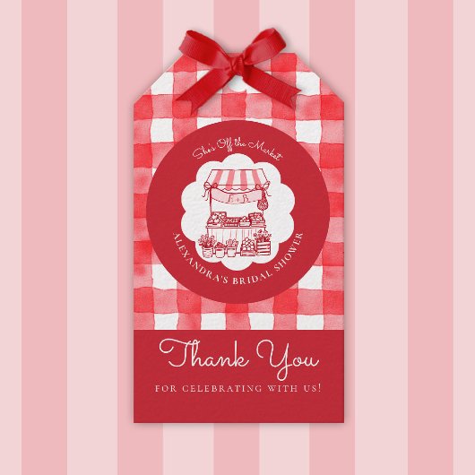 Van de Markt Boeren Rood 2 Moderne Bruidsuitnodigi Cadeaulabel
