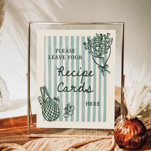 Van de markt handgetekend bruidsdouche recept poster