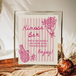 Van de markt handgetekende bruidsdouche Mimosa Bar Poster