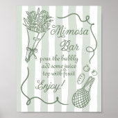 Van de markt handgetekende bruidsdouche Mimosa Bar Poster (Voorkant)